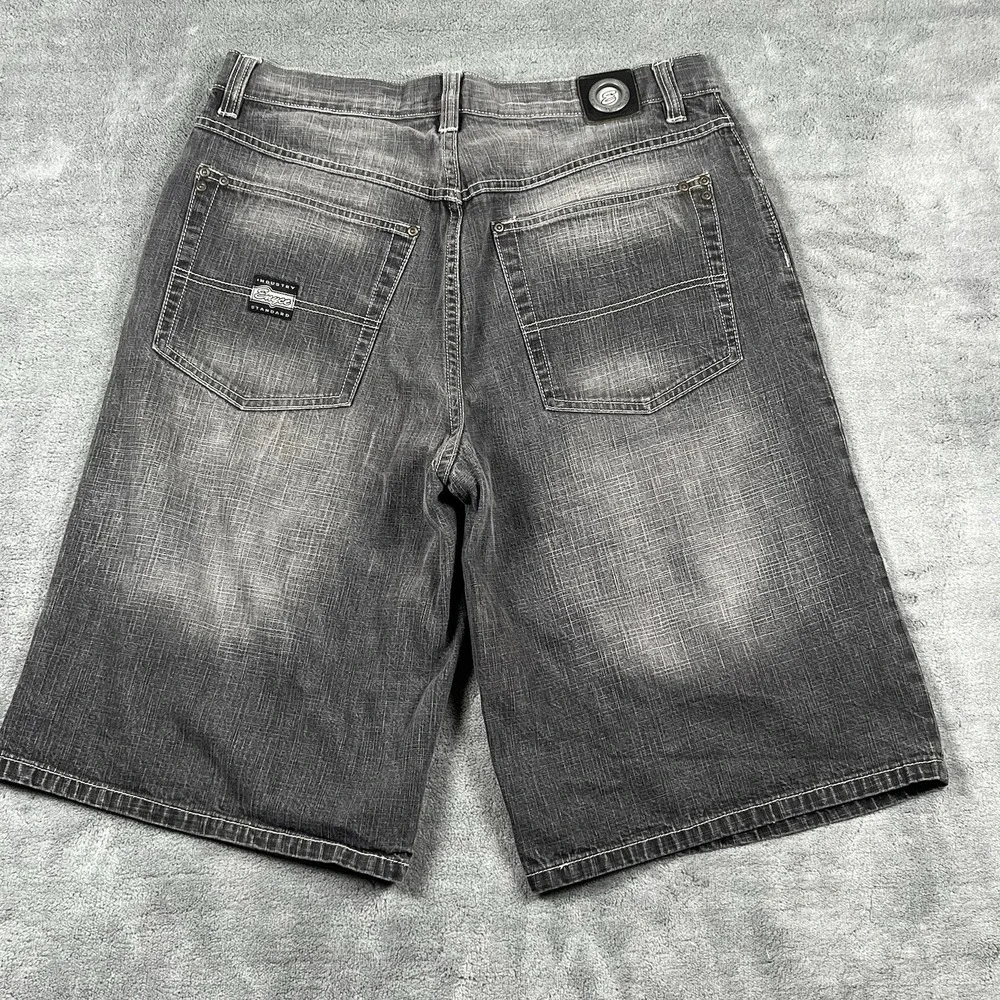 Vintage Enyce Men Jean Shorts 34 Black Baggy Streetwear Hip Hop Skater Y2K Denim